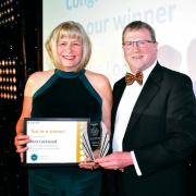 Jane Lockwood is presented with her award after winning the ‘Home Leadership’ category at Exemplar Health Care’s National Values Award ceremony which celebrated the very best individuals who support adults with complex care needs