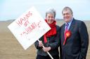 Wirral West hopeful Margaret Greenwood with Lord Prescott at West Kirby beach. Picture: Paul Heaps