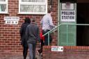 Wirral West voters make their way to the polling booths at Newton Village Hall