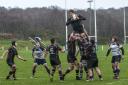 Action from Caldy's match against Preston Grasshoppers at Paton Field on Saturday. Picture: Geoff Davies