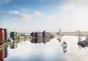 Compiuter-generated image of how the second phase of low carbon, modular homes at Wirral Waters will look