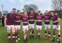 Wirral RUFC celebrate their semi-final victory over Scunthorpe 				           Pic: John Mitchell