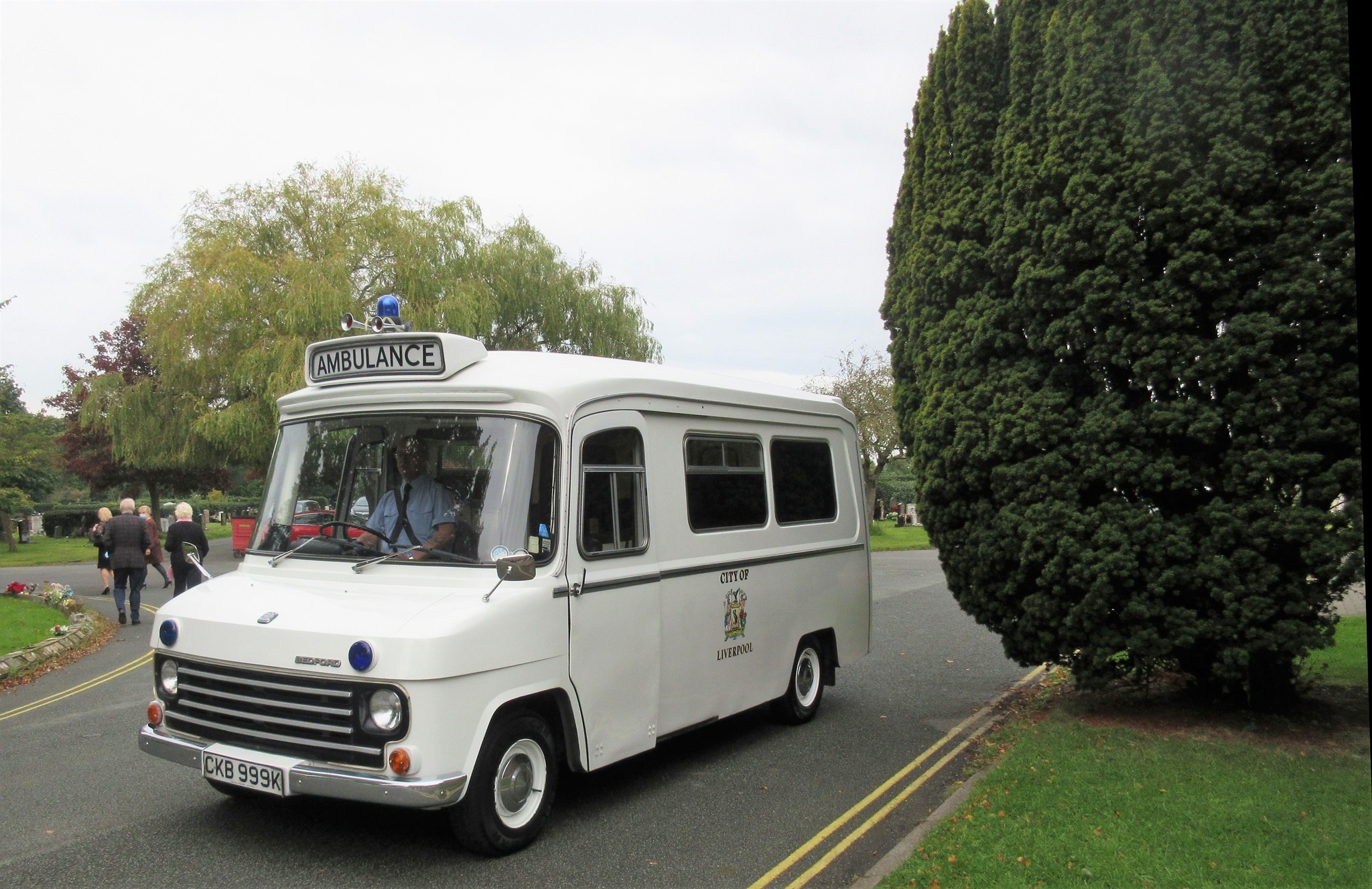 Vintage ambulance at Landican cemetery by Paul Townley