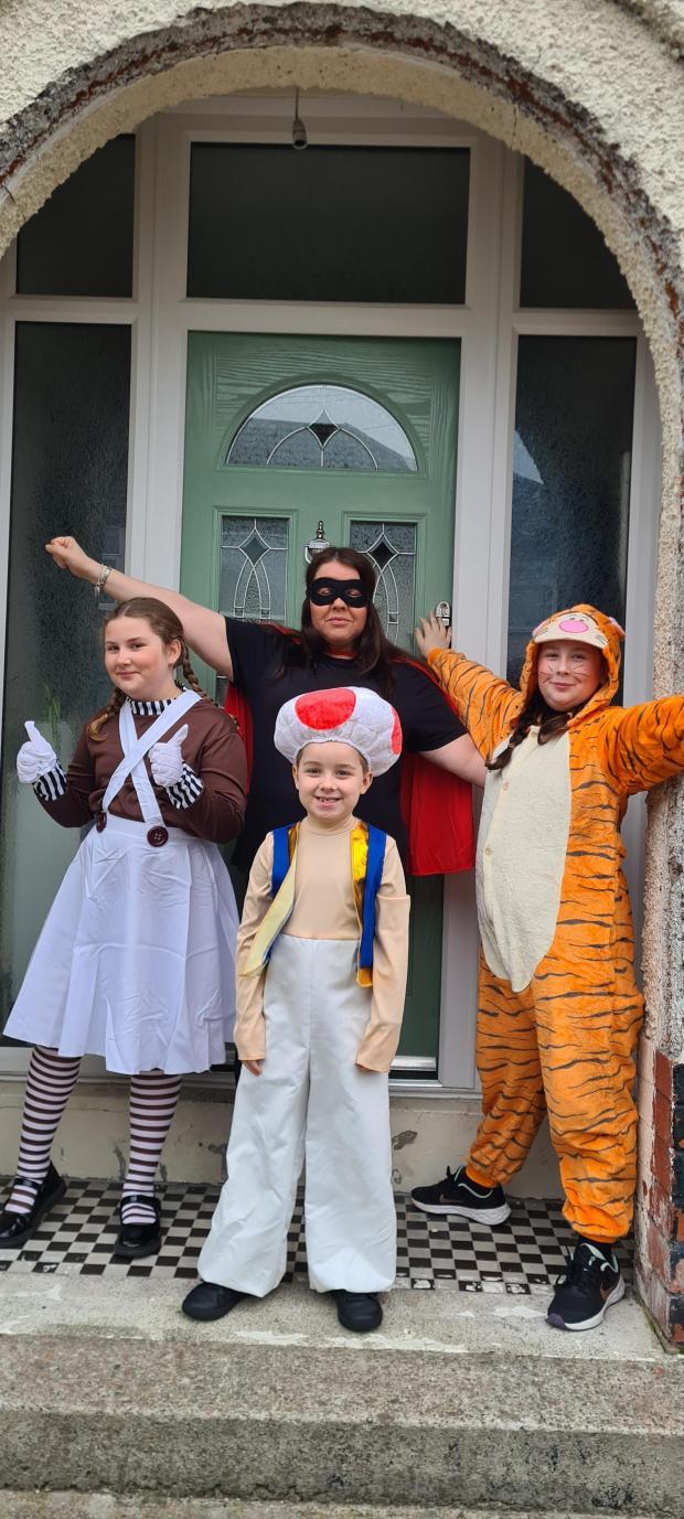 Ruby, Poppy and Harry with mum from Devonshire Park Primary School were an Oompa Loompa, Supatato, Tigger and Toad