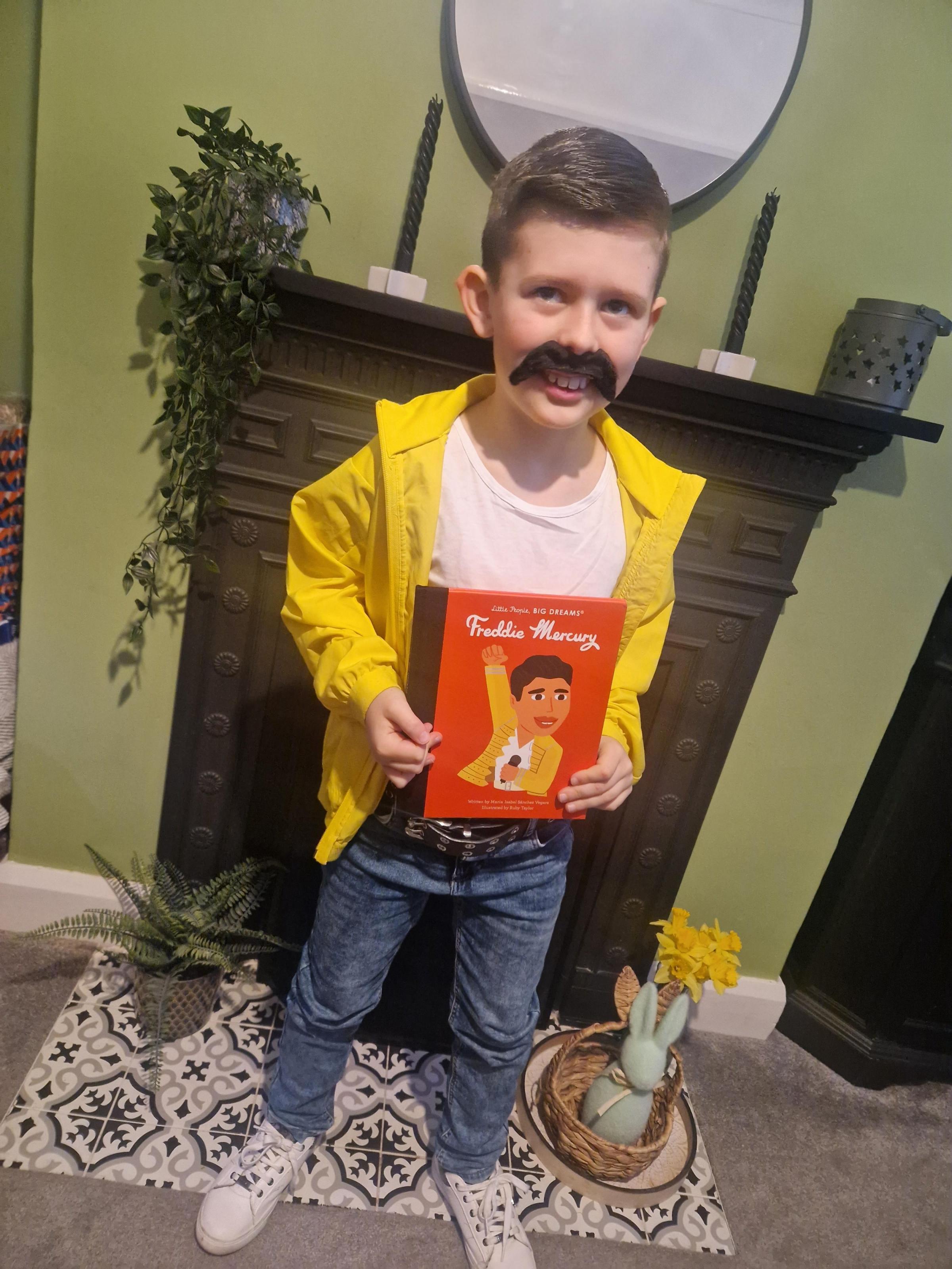 Nine-year-old Mason Jones as Freddie Mercury