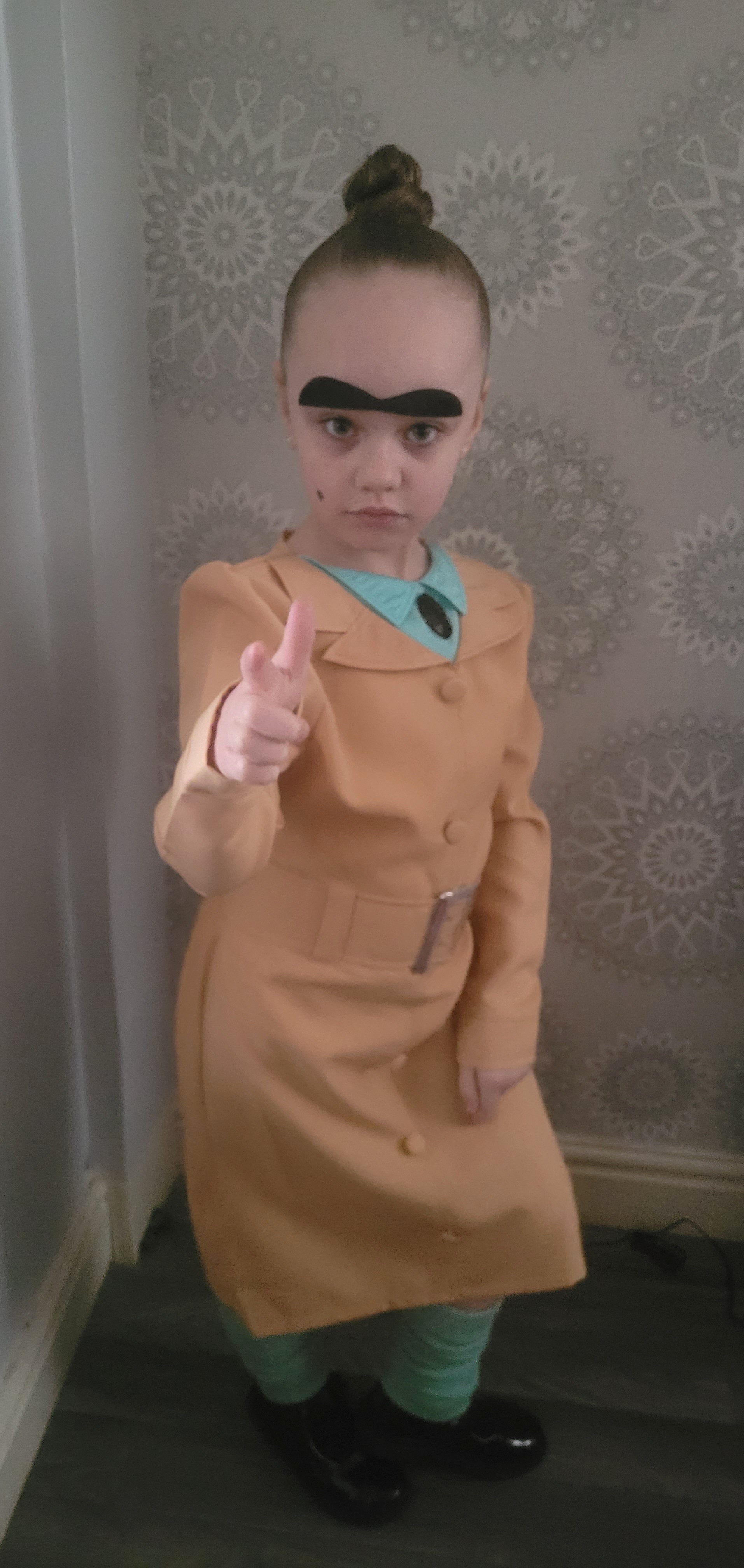 Seven-year-old Kiki-Rae Ward as Miss Trunchbull