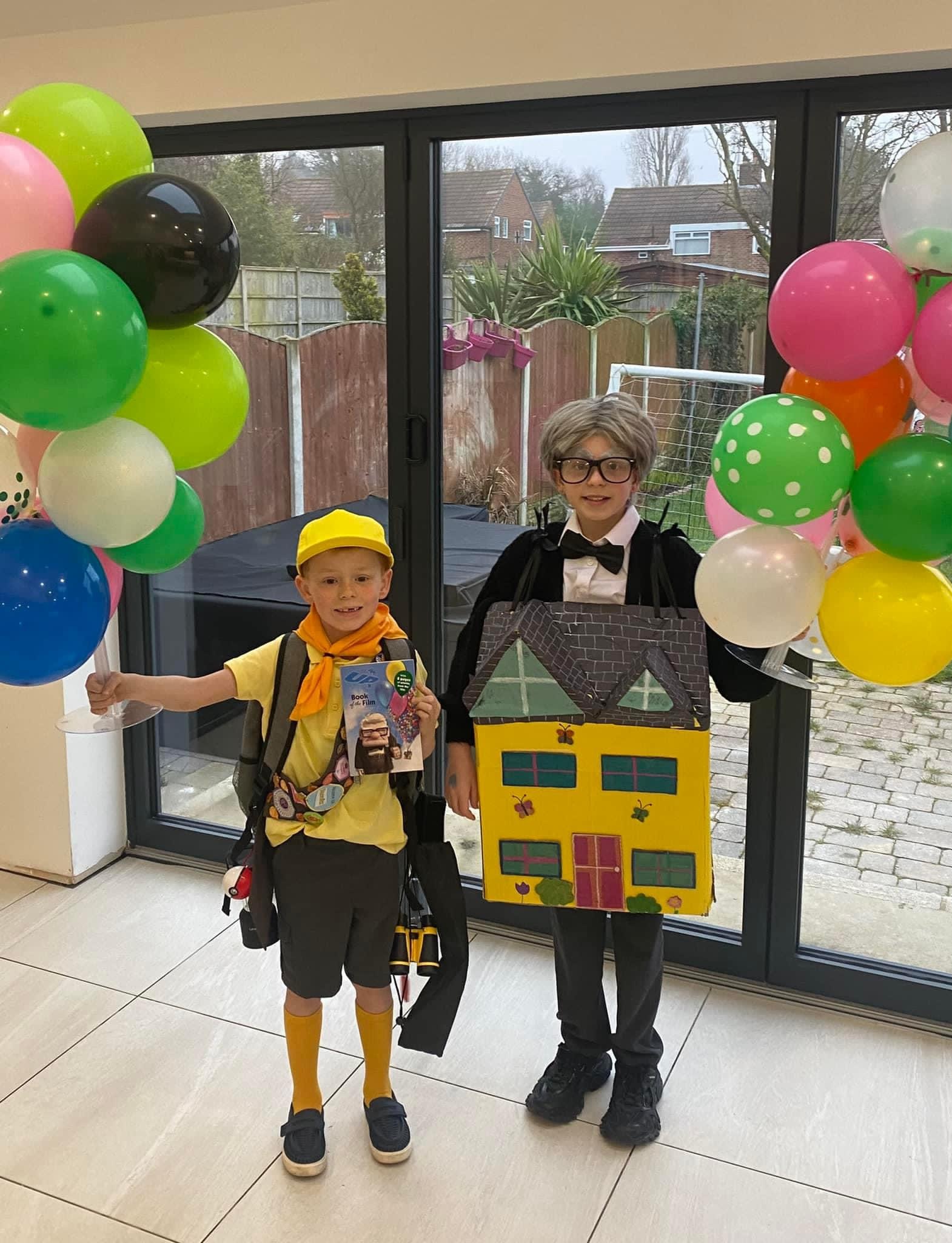 Willow and Hunter Dunne as Russell and Carl from Up
