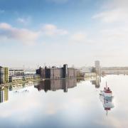 Compiuter-generated image of how the second phase of low carbon, modular homes at Wirral Waters will look