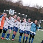 Wirral Grammar School for Girls celebrate after their semi final win