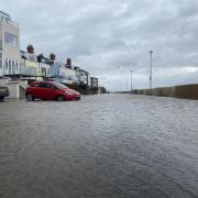 A flooded South Parade in West Kirby on April 9