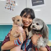 Nisha Katona MBE with pets Goose and Bear during visit to Claire House on Wednesday (May 1)