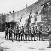 A photograph of soldiers undergoing drill in Laird’s No 6 Dock in August 1914 - it will form part of the council's exhibition.