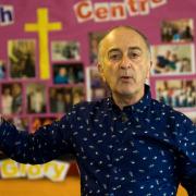 Sir Tony Robinson during his presentation at Woodchurch Methodist Church this morning. Picture: Geoff Davies