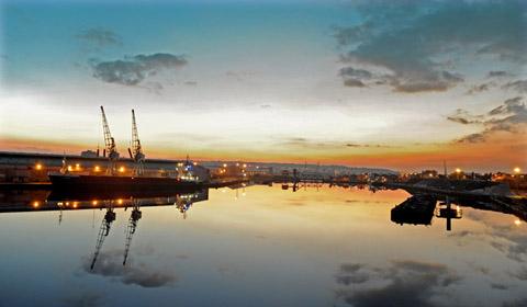 Sunset over East Float docks by Jo Bober.