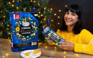 Annem pictured with the Cheese Advent Calendar and Cheese Cracker