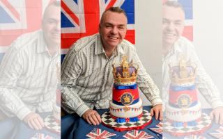 Jason Collinson, deputy manager at Daleside Nursing Home in Birkenhead, with his prize-winning Coronation Cake