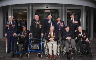 D-Day and Normandy veterans (left to right) Alec Penstone, 98, Gilbert Clarke, 98, Richard Aldred, 99, Henry Rice, 98, Donald Howkins, 103, Mervyn Kersh, 98, Stan Ford, 98, Ken Hay, 98, and John Dennett, 99, at the D-Day 80 launch event.