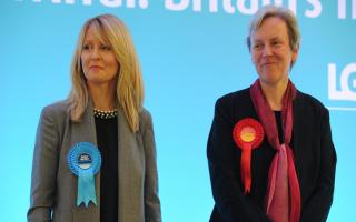 Esther McVey and Margaret Greenwood at the Wirral West recount