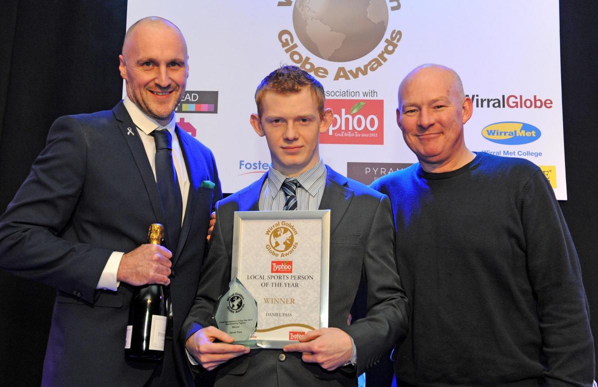 Daniel Pass was named Local Sportsperson of the Year and received his award from production planner director Danny McGrail, of main event sponsors Typhoo Tea Ltd, and Frankie Goes to Hollywood’s Nasher.