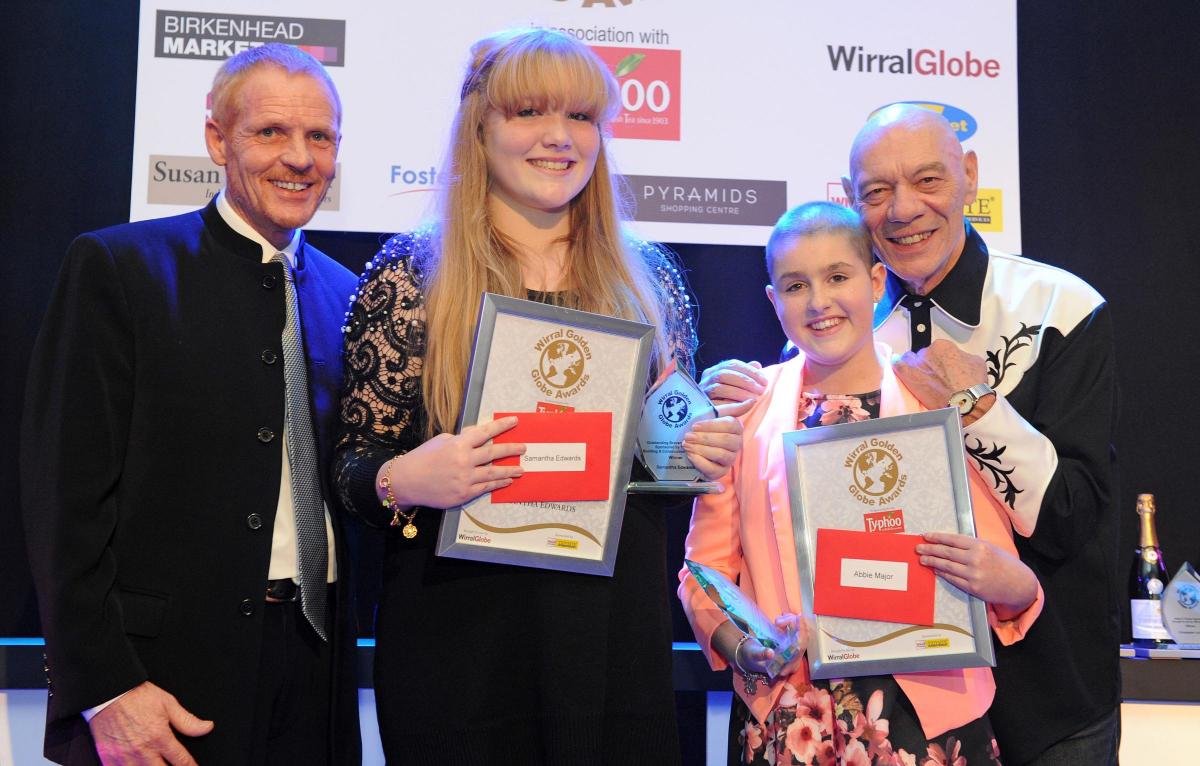 There was a surprise ending to the Outstanding Bravery Award when both shortlisted youngsters - Abbie Major and Samantha Edwards- won a Wirral Golden Globe. The award was sponsored by Tidy Site Building & Construction Services Ltd whose managing director 