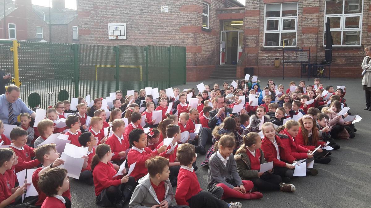 The second of five pictures sent in from Lynne Mearns at Bidston Avenue Primary during this morning's solar eclipse.