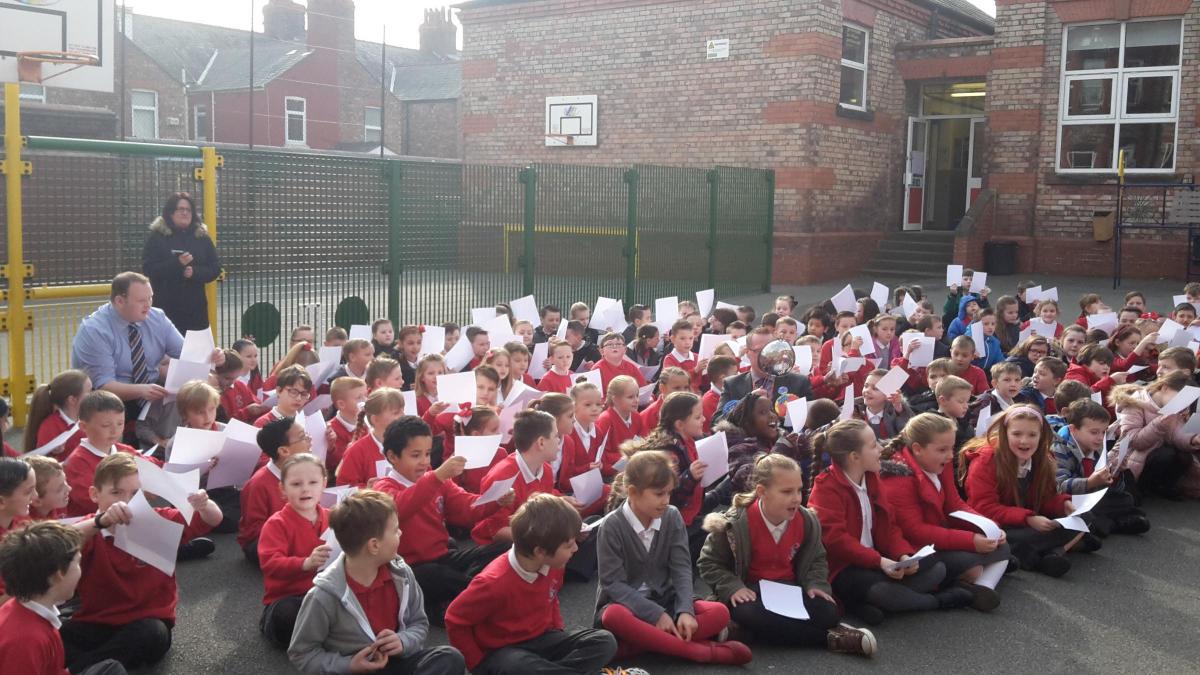 The third of five pictures sent in from Lynne Mearns at Bidston Avenue Primary during this morning's solar eclipse.