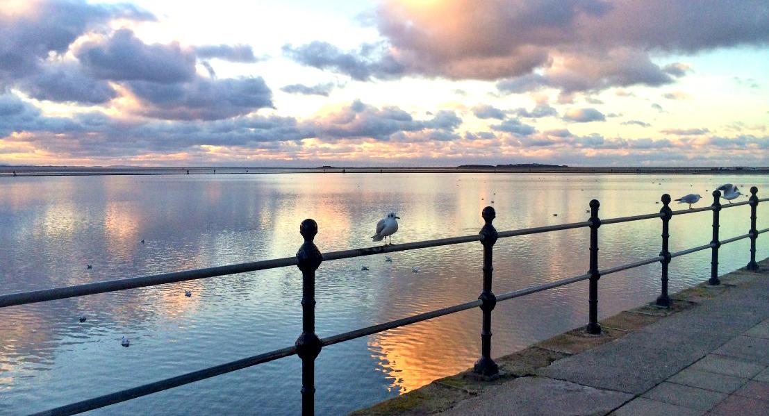 Sunset over West Kirby marine lake, by Eric Wells.