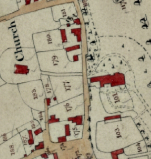  1840 Tithe map, Laburnum Cottage arrowed