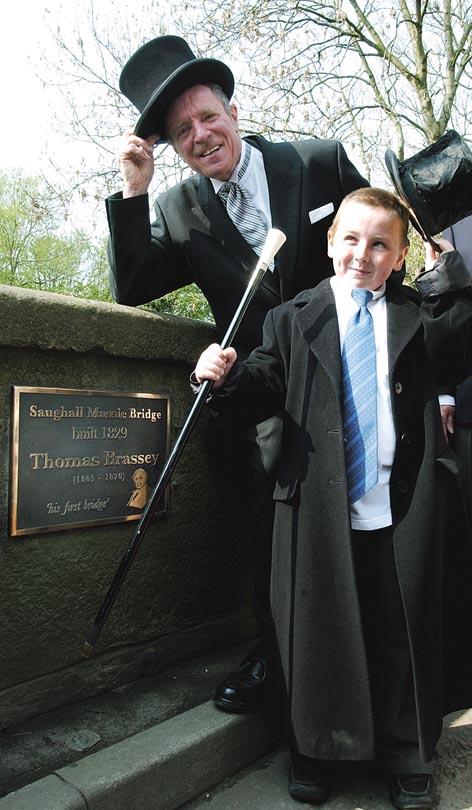 HATS OFF: local historian John Whittingham and Samuel Parker, aged nine, who entered into the spirit of the times and dressed as Thomas Brassey
