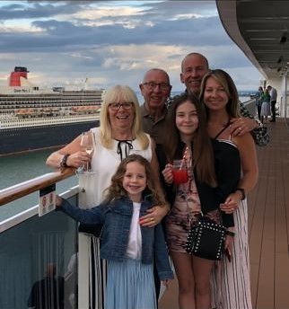 Three generations of the Wilson family on board the Virtuosa cruise liner