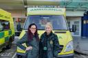 (Left to right) ‘Flu angels’ for North West Ambulance Service, Paramedic Kelsey Morgan and Emergency Medical Technician 1 Sarah Jane Pettitt 