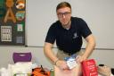 Prometheus Medical Ltd’s Joe Shelmerdine demonstrating how to use a Bleeding Control Kit at Riverside College