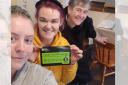 Left to right: Claire Lamont, Sammy Power and Lisa Mckevitt at Bee at the farm café with certificate confirming five-star food hygiene rating
