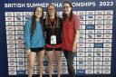Metro Swimming Club’s Abbie Roscoe, Gia Hothersall and Tash McDonnell