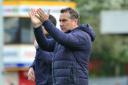 Tranmere Rovers manager Micky Mellon applauds the fans at the the end of Saturday's game.against Crawley Town. Picture: Tony Coombes