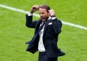 England manager Gareth Southgate celebrates victory after the final whistle. Photo: Mike Egerton/PA