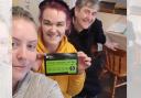 Left to right: Claire Lamont, Sammy Power and Lisa Mckevitt at Bee at the farm café with certificate confirming five-star food hygiene rating
