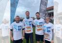 Stick 'n' Step's legal support panel are: John Doyle (Slater and Gordon), Kris Inskip (Irwin Mitchell), Sean McCann and Lydia Brindley (Graystons), pictured running the Chester 10k to raise money for the charity supporting young people with cerebral