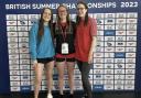 Metro Swimming Club’s Abbie Roscoe, Gia Hothersall and Tash McDonnell