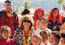 Linda Williams, centre, on her charity trek through Nepal