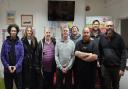The group of novice comedians taking part in comedy night for Wirral Mencap on March 28 Left to right: Alex Dearden, Cassie Lewis, Kevin McArdle, Graham Walker, Jeff Ollerhead, Ben Duggan, Jack Miller (professional comedian) and John Murray.
