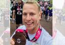 Alex Hay with his medal after completing London Marathon on Sunday