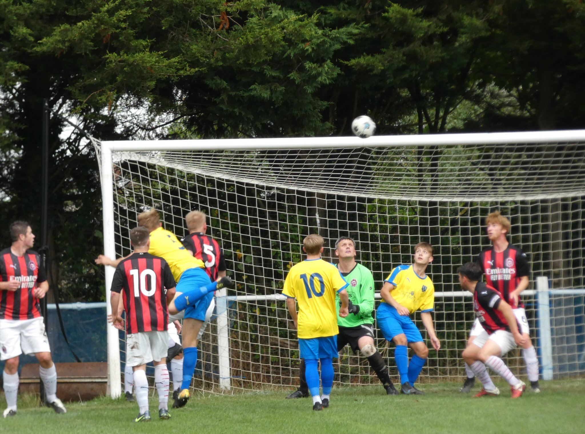 Heswall lay seige on the Mallaby goal again. Photo: Bob Shaw