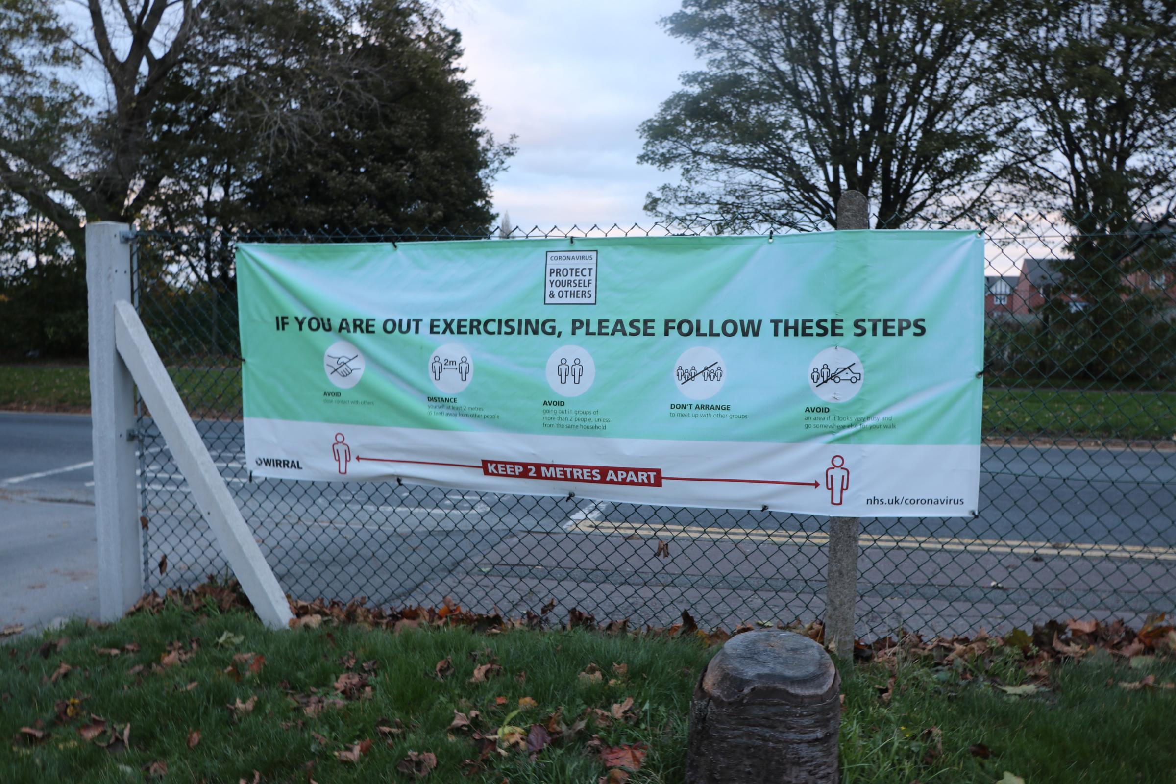 Coronavirus guidance displayed in the car park at Plymyards playing fields