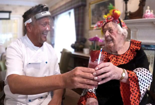 Wirral Globe: Chef Wayne Woolman and resident Joyce Paine