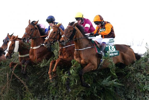 Wirral Globe: Just 15 of the 40 horses who started the Randox Grand National Handicap Chase finished the race. Picture: PA