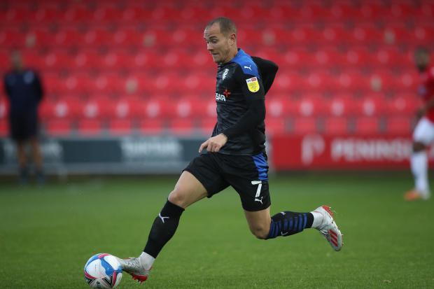 Tranmere Rovers' Kieron Morris during the Sky Bet League Two match at The Peninsula Stadium, Salford..