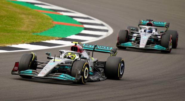 Wirral Globe: Mercedes Lewis Hamilton (right) and George Russell ahead of the British Grand Prix 2022 at Silverstone. Picture: PA