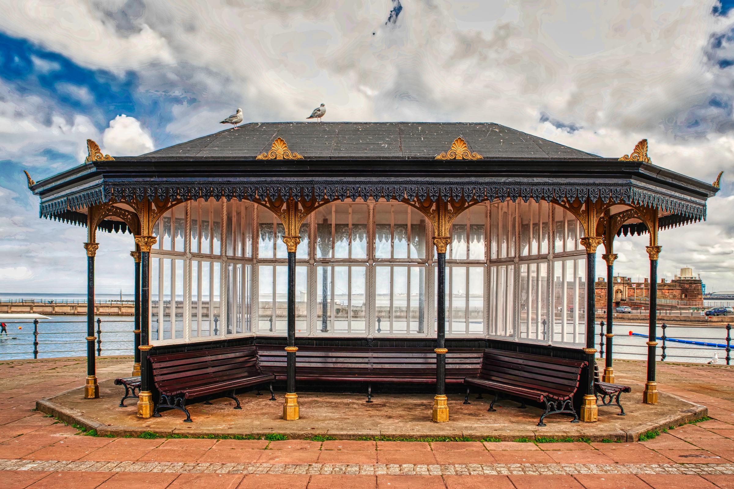 A seaside shelter at New Brighton promenade