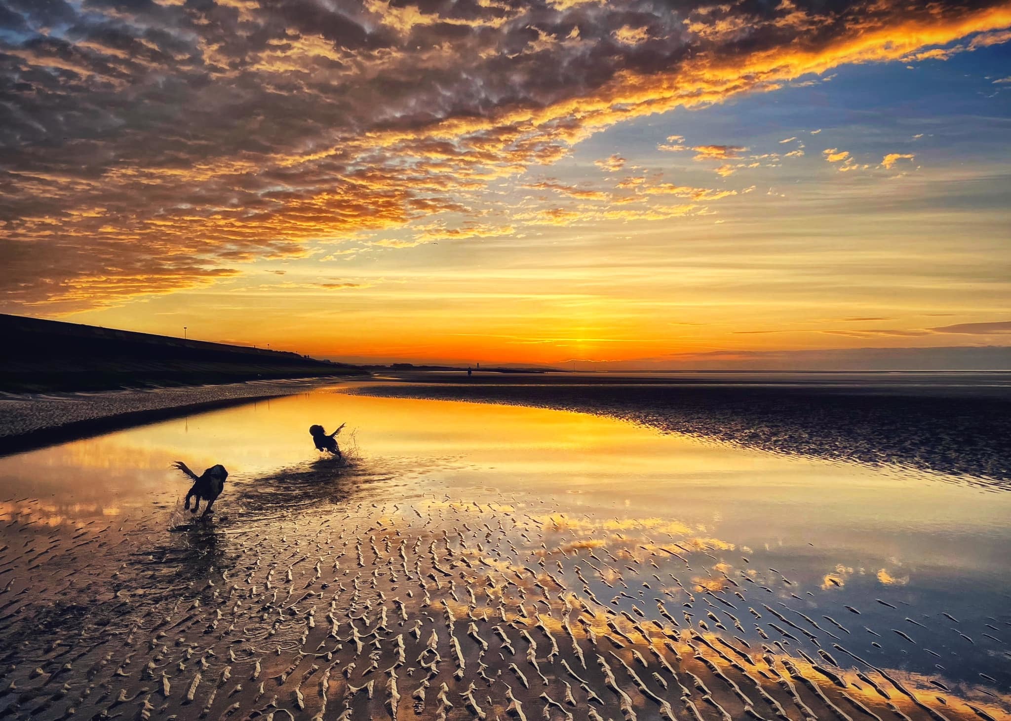 A perfect sunset at Wallasey beach by Heather Gars